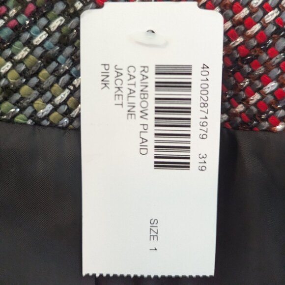 Chico's Cataline Multi Color Holiday Plaid Tweed Jacket M - Picture 16 of 16